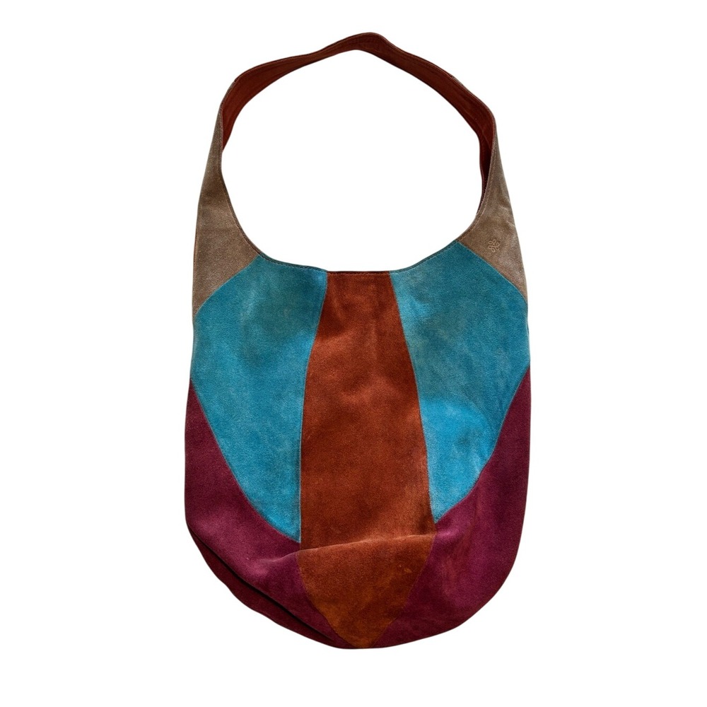 The Sak Boho Colorblock Slouchy Suede Hobo Bag Purse Shoulder Bag Multicolor